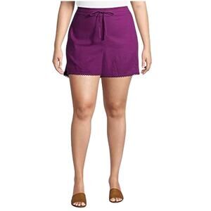 TERRA & SKY Purple Soft Shorts W/Trim Elastic Back, Waist Pockets -Size: 3X